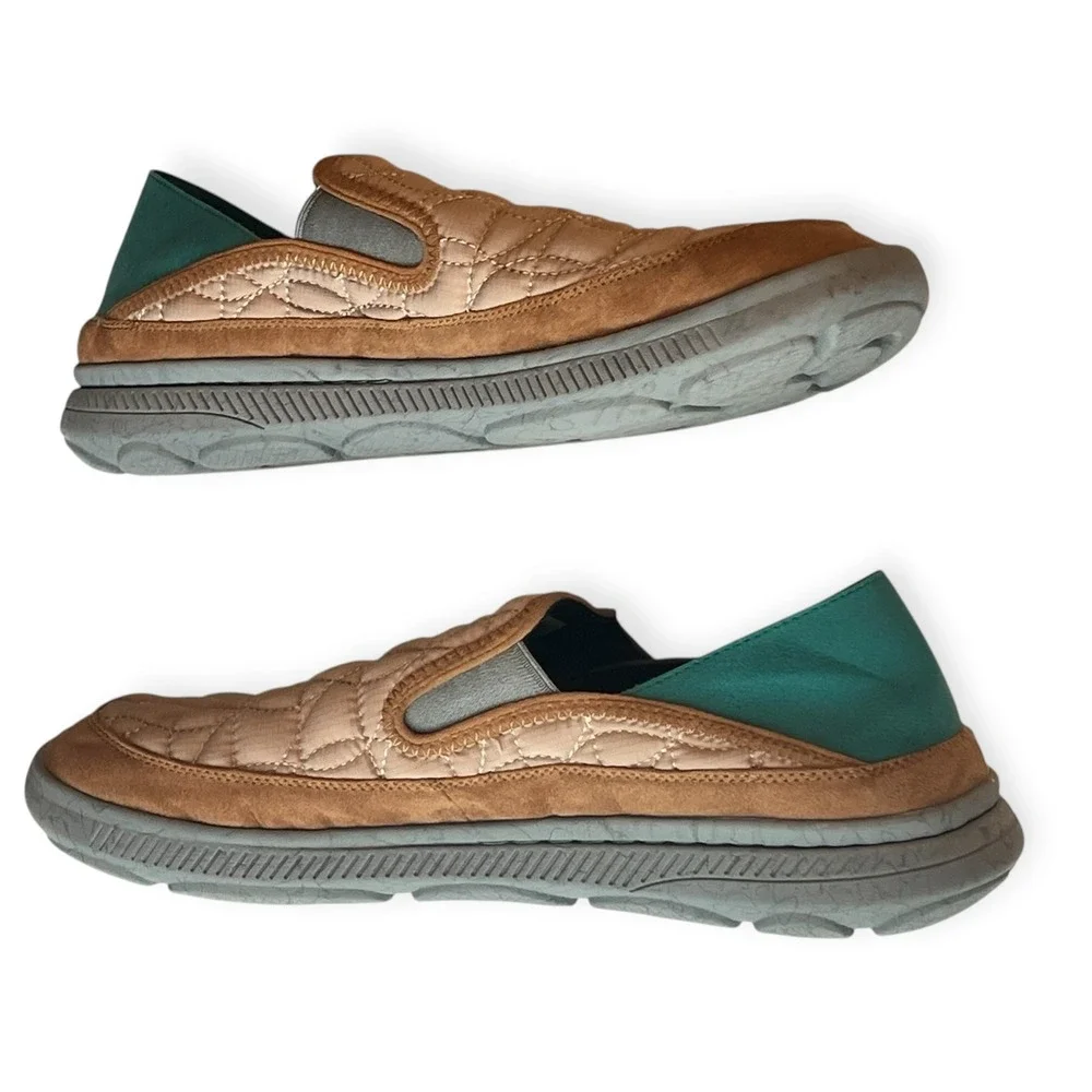 Walk‎ Hero Arch Fit Men’s 13 Quilted Slip On Orthotic Loafers Tan Teal WG‑2401